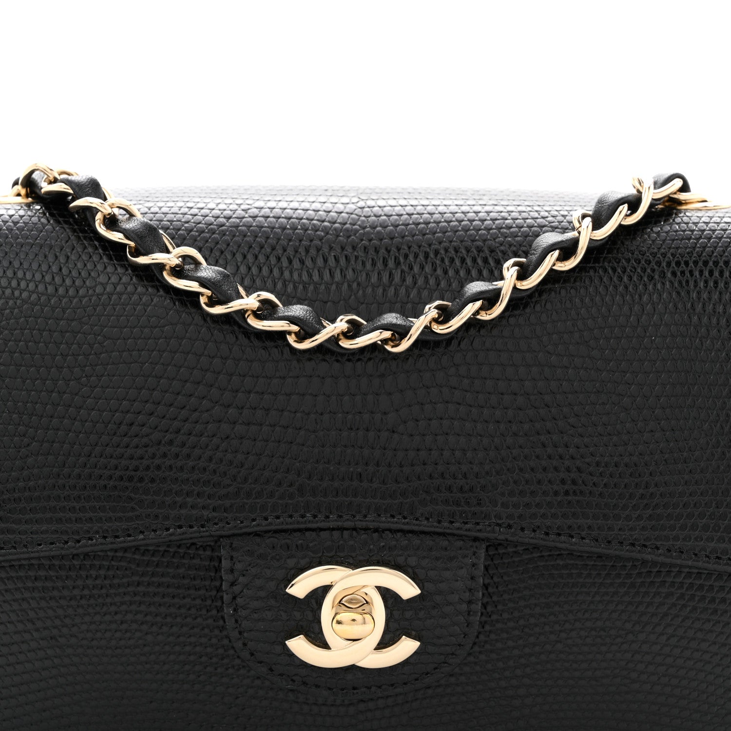 Chanel Lizard Mini Rectangular Flap Black