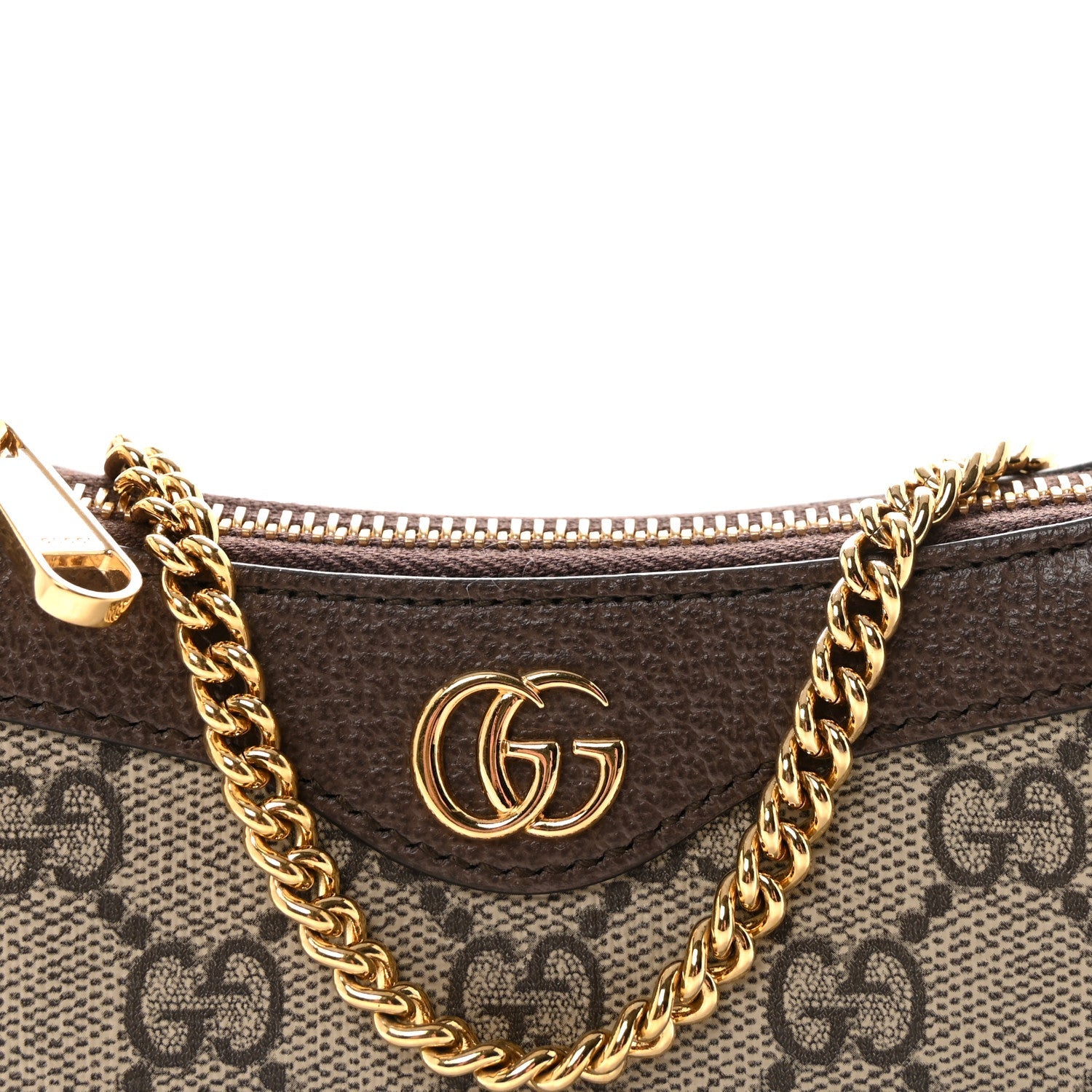 Gucci GG Supreme Monogram Textured Dollar Calfskin Mini Ophidia Chain Bag Beige Ebony
