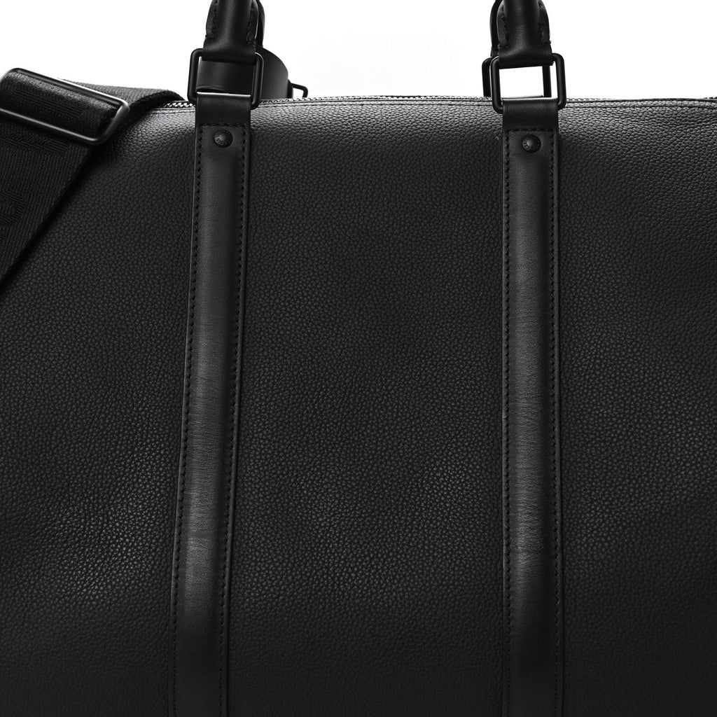 Louis Vuitton Grained Calfskin Aerogram Keepall Bandouliere 50 Black