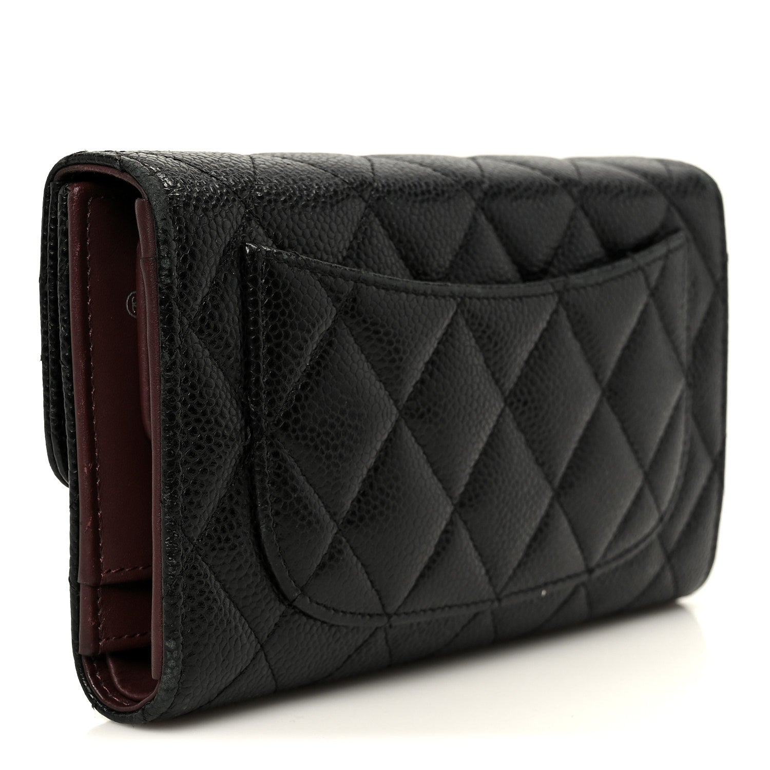 Caviar Quilted Large Flap Wallet Black