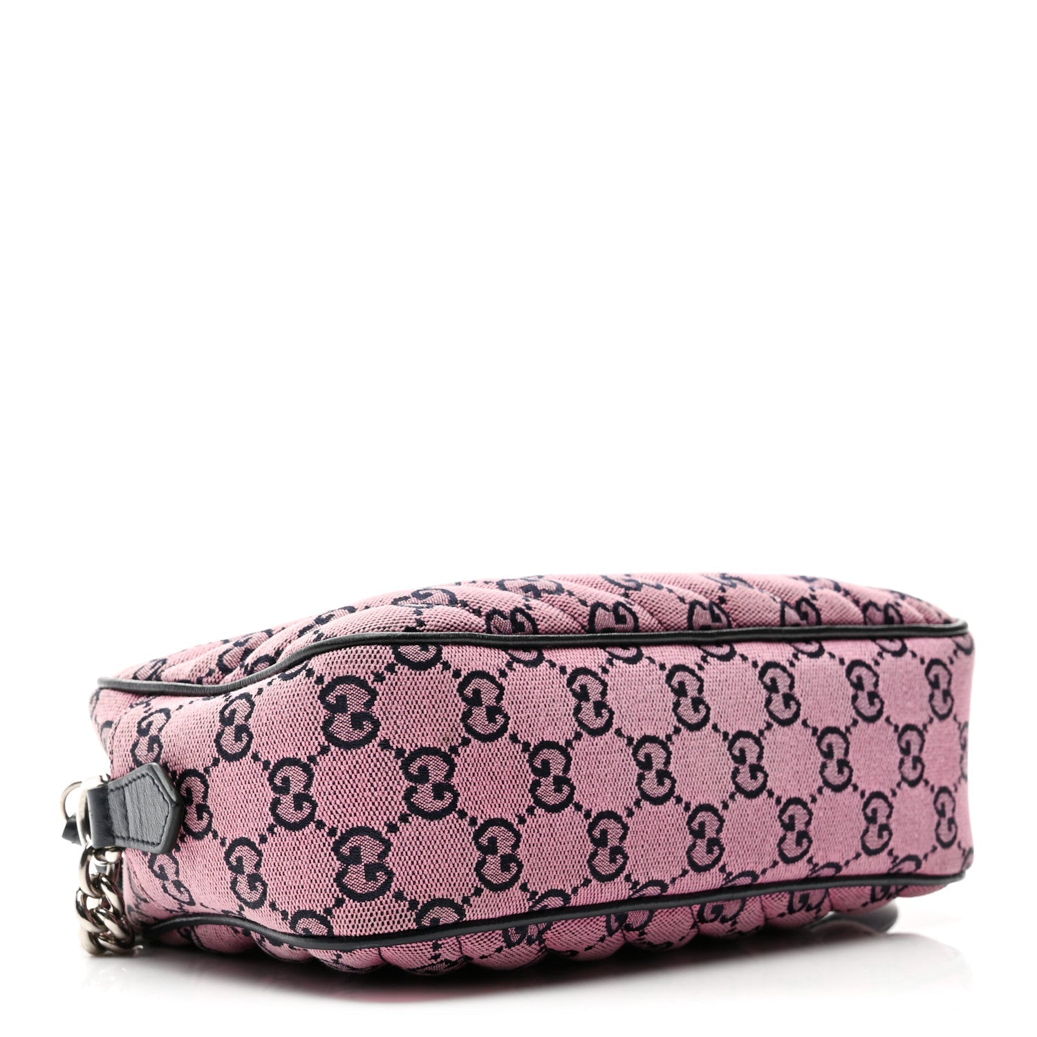 Gucci Monogram Multicolor Matelasse Diagonal Small GG Marmont Chain Shoulder Bag Pink Blue