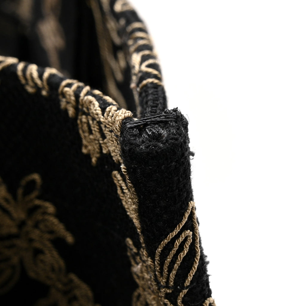 Christian Dior Canvas Embroidered Large Ornamental Cornely Book Tote Black Beige