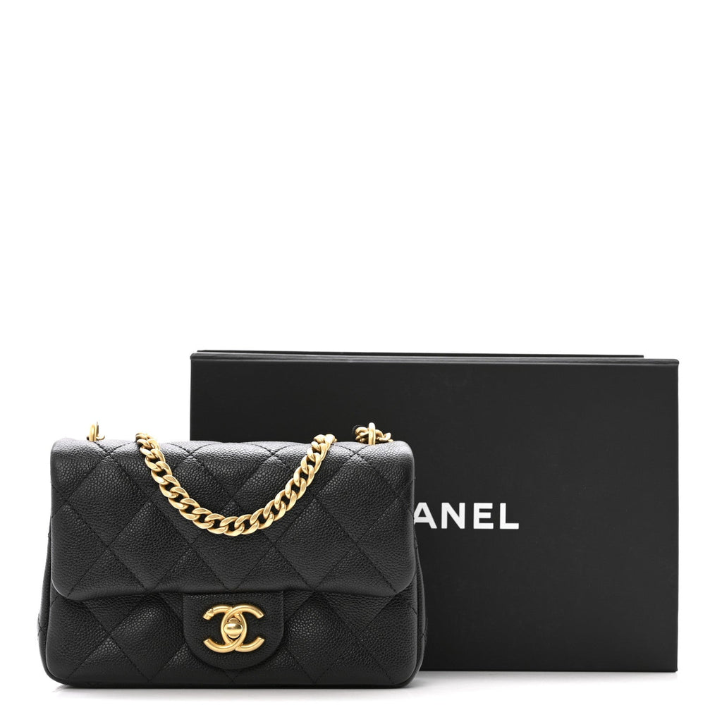 Chanel Caviar Quilted Mini Sweetheart Rectangular Flap Black