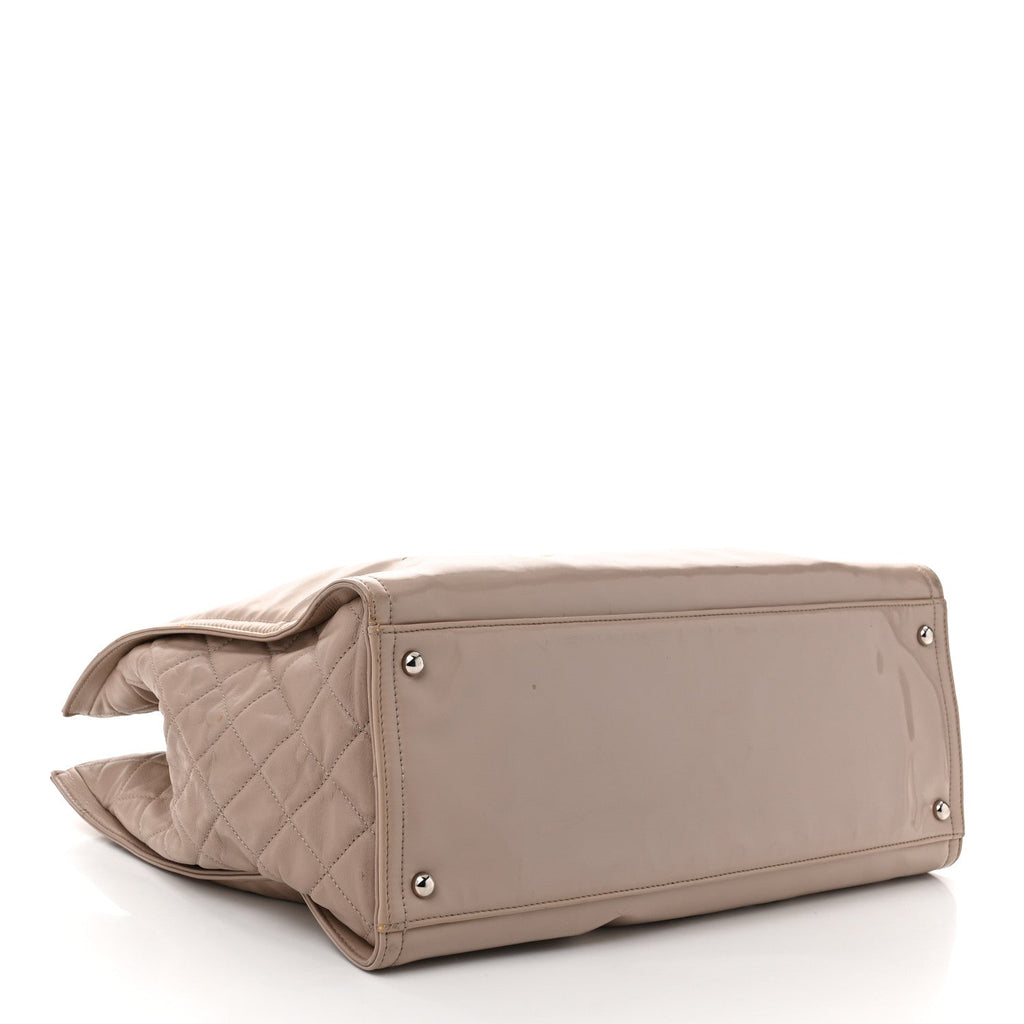 Chanel Vinyl Large Lipstick Tote Dark Beige