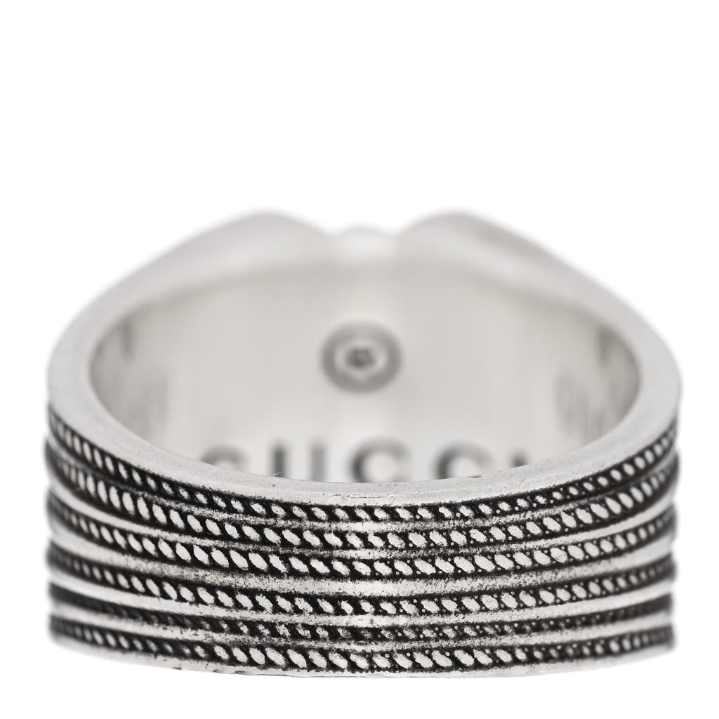 Gucci Sterling Silver Resin Heart Ring 62 10 Black