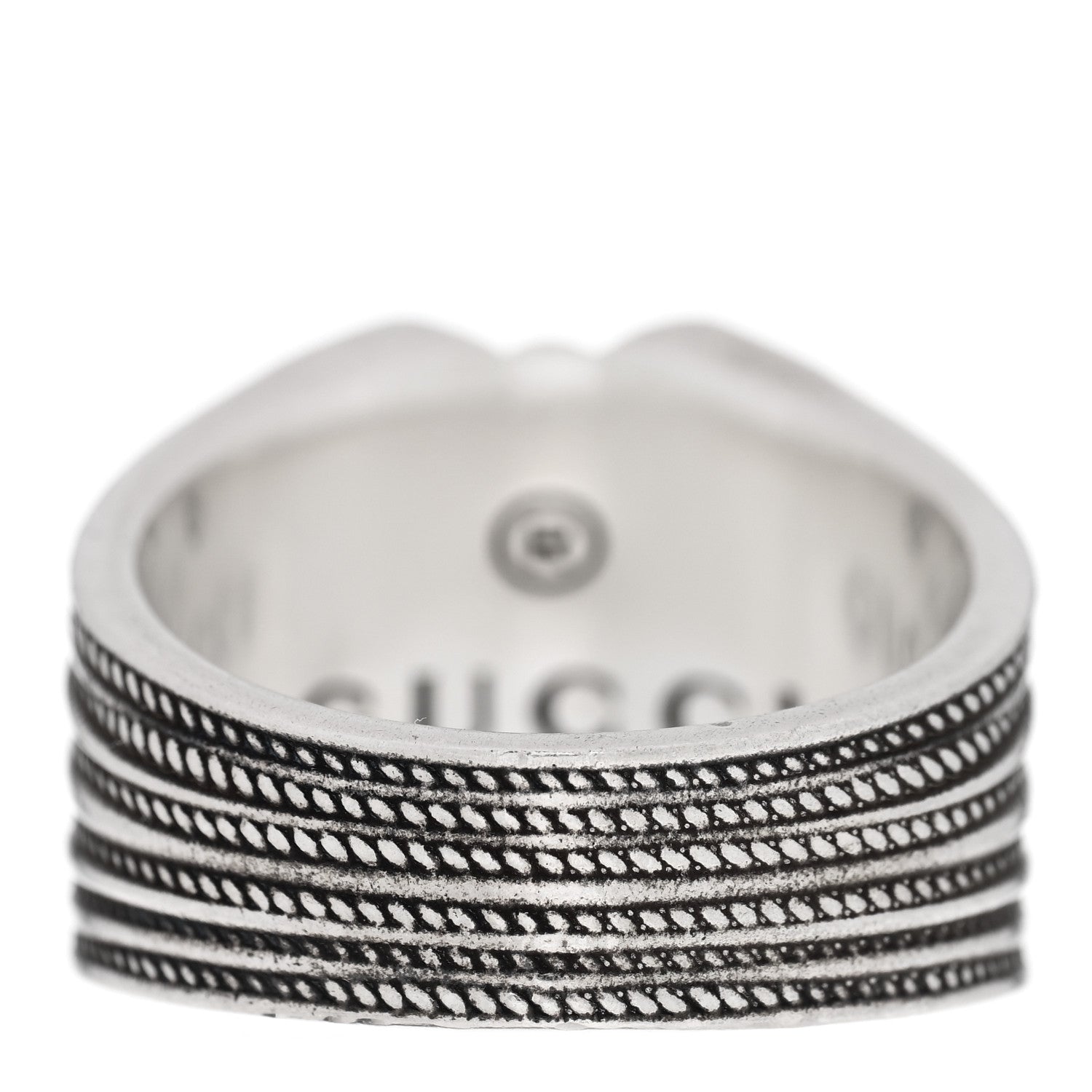 Gucci Sterling Silver Resin Heart Ring 62 10 Black