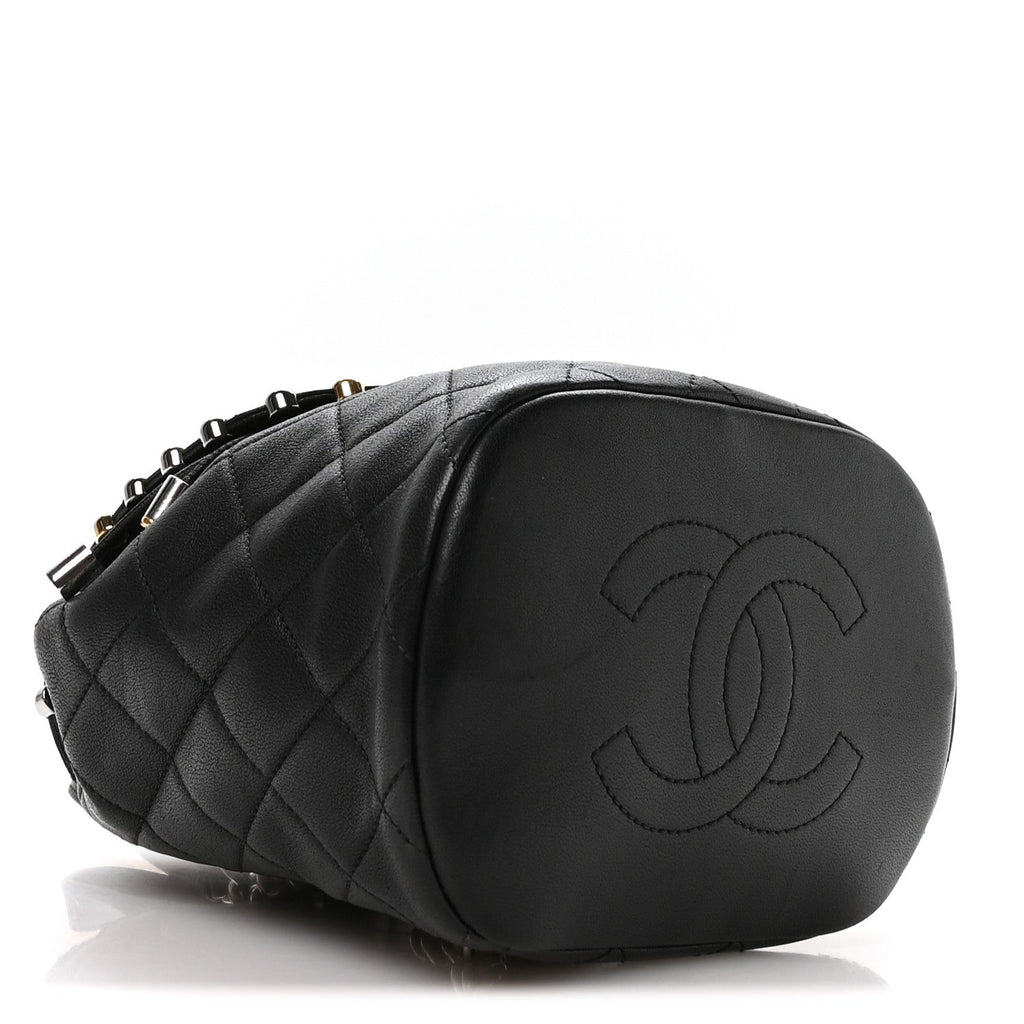 Chanel Lambskin Quilted Metallic Bubble Backpack Black