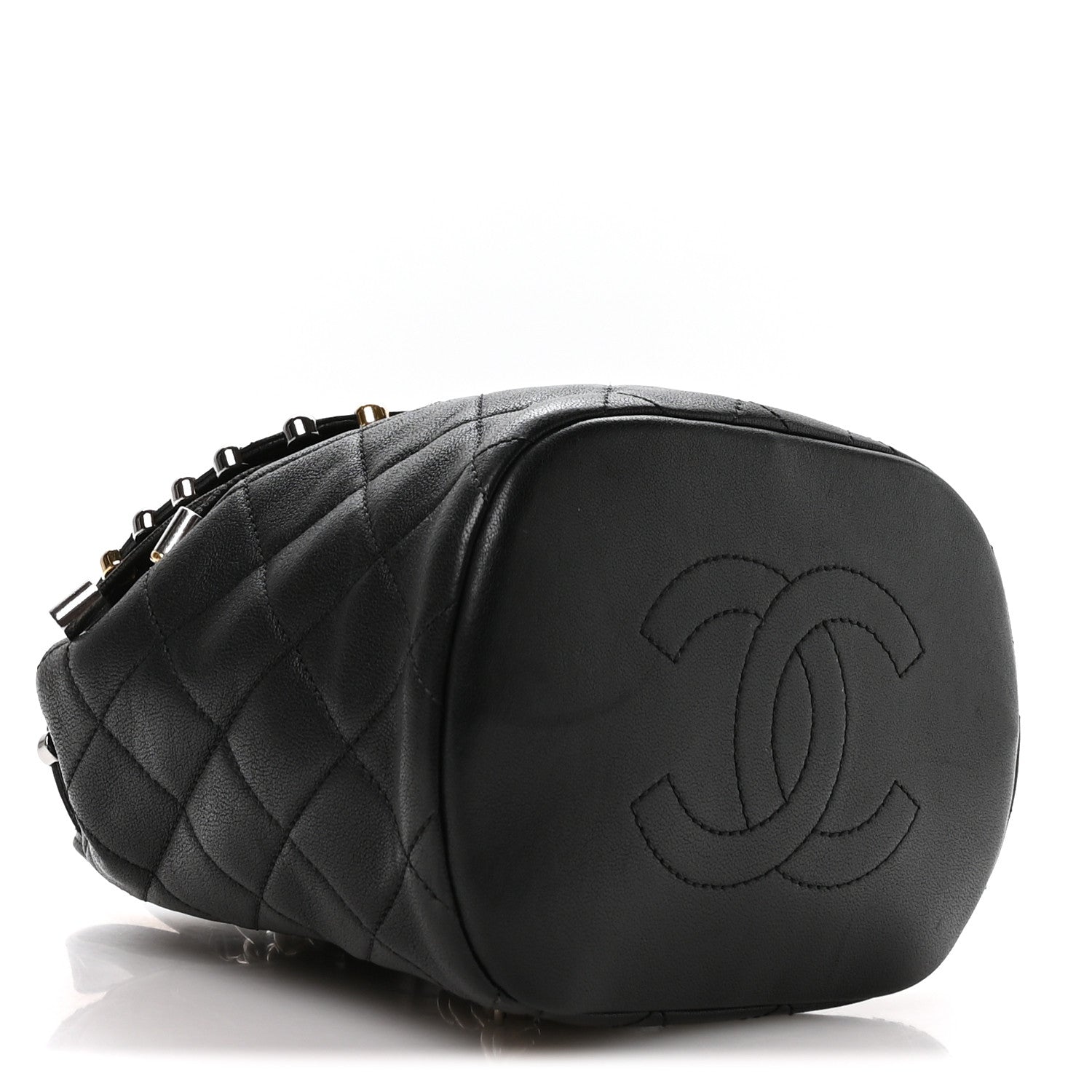 Chanel Lambskin Quilted Metallic Bubble Backpack Black