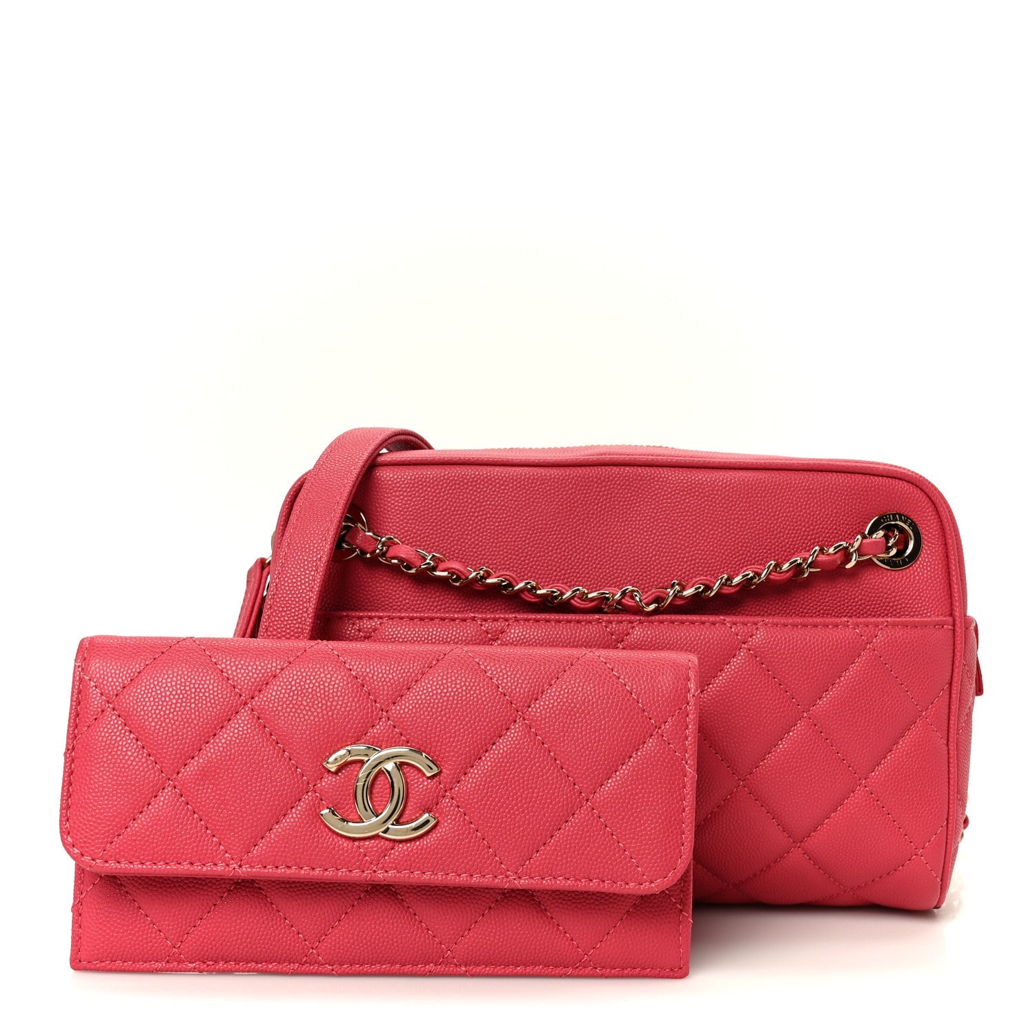 Chanel Caviar Quilted Small In & Out Camera Case Pink