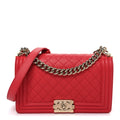 Chanel Caviar Quilted Medium Boy Flap Red