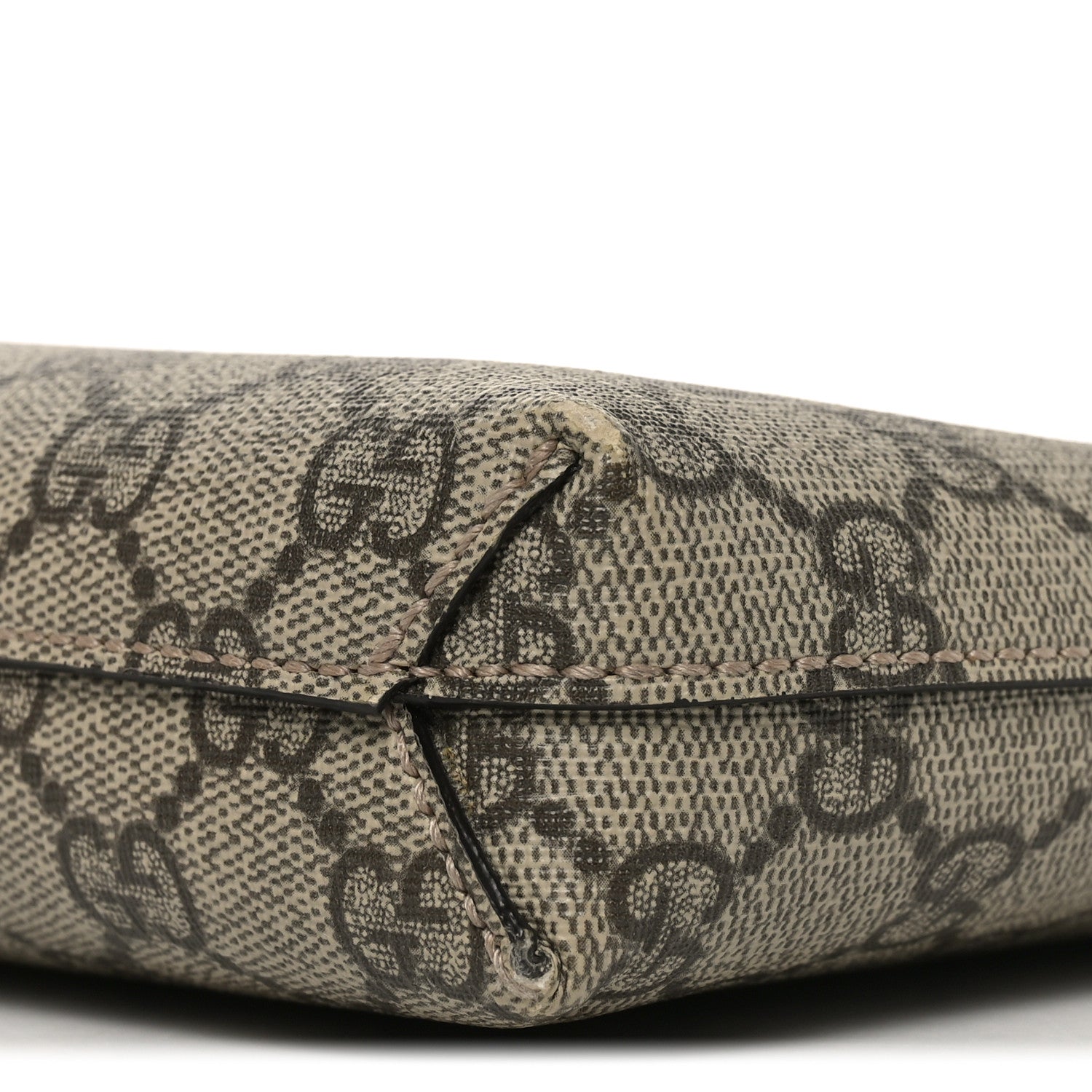 Gucci GG Supreme Monogram Azalea Calfskin Retro Interlocking G Wristlet Messenger Bag Beige Ebony Brown Sugar