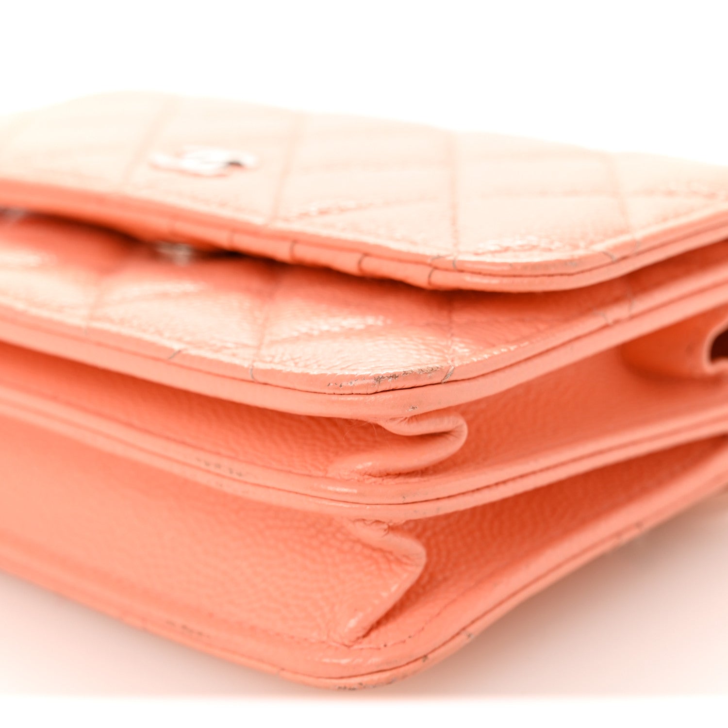 Chanel Caviar Quilted Mini Wallet On Chain WOC Coral