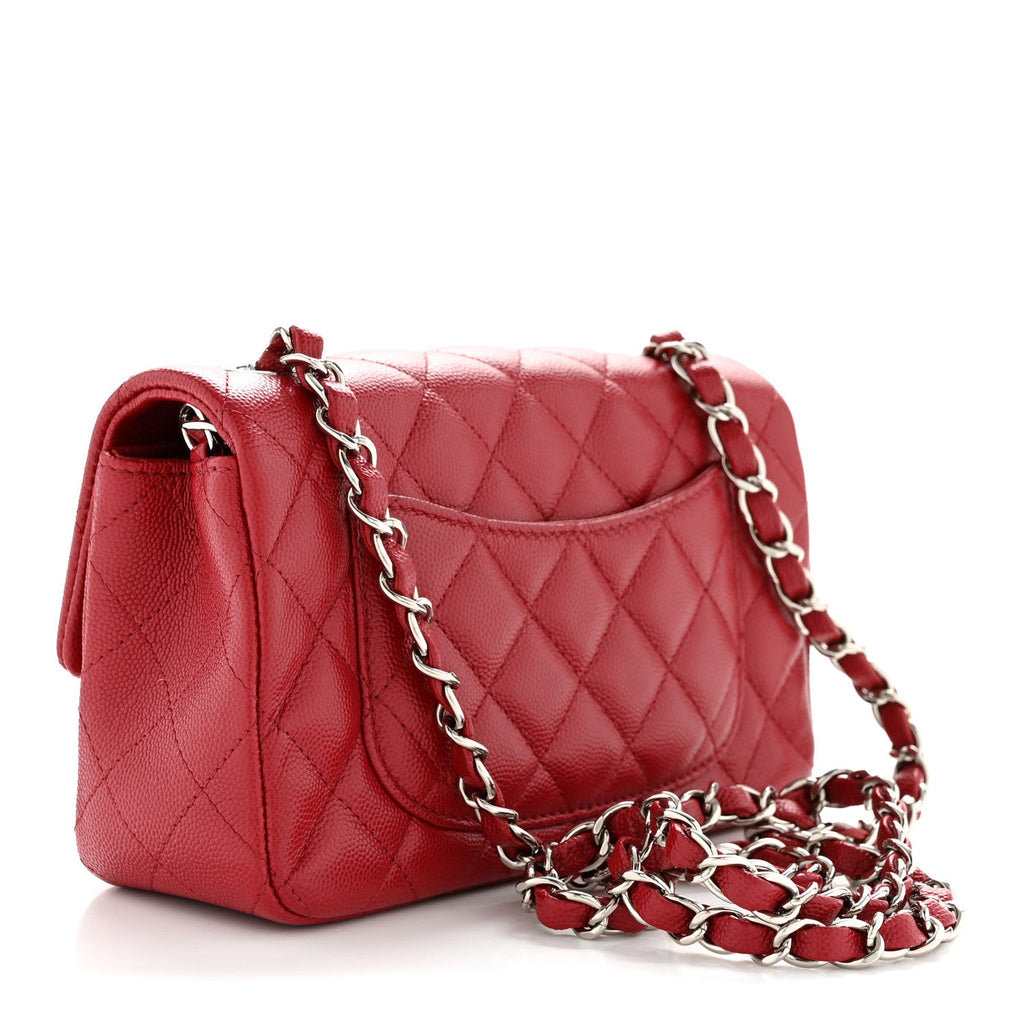 Chanel Caviar Quilted Mini Rectangular Flap Dark Red