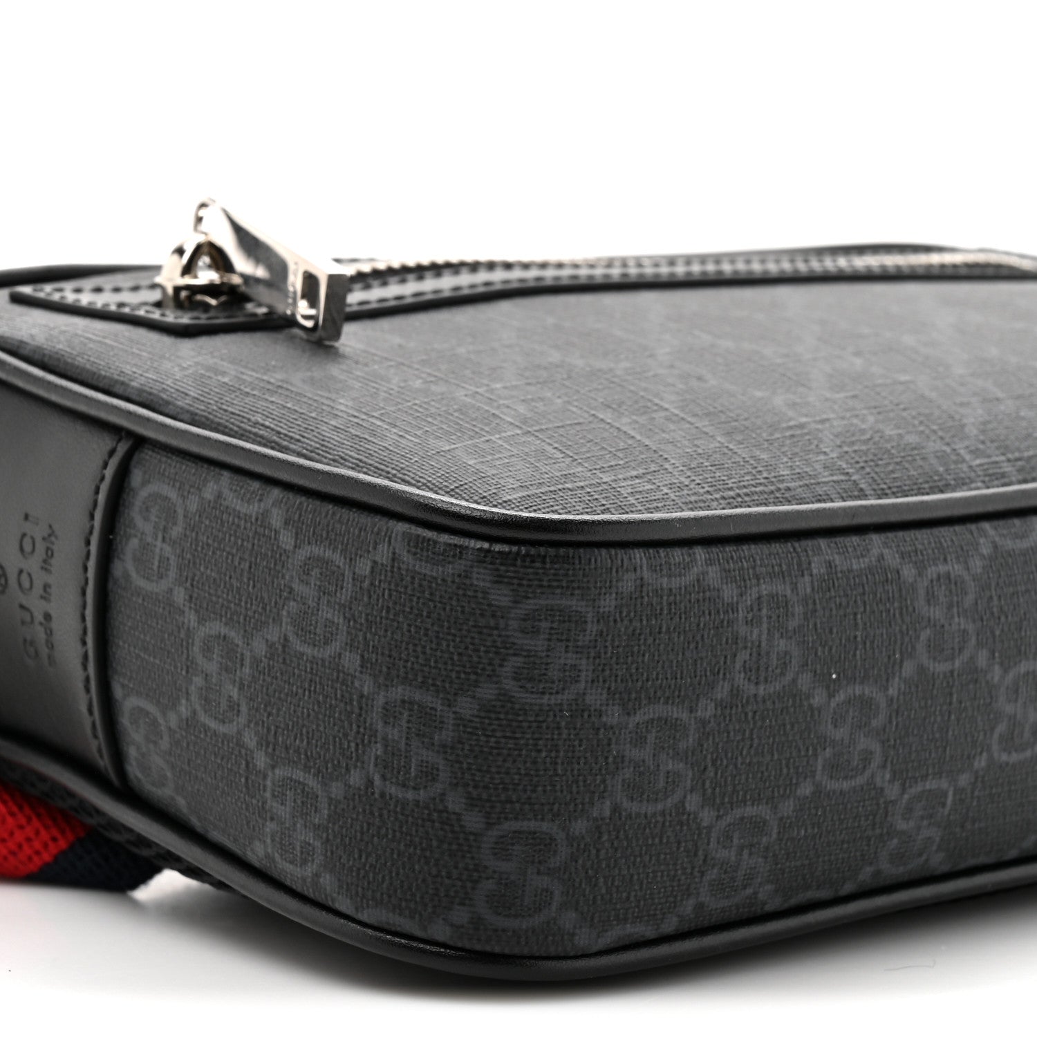 Gucci Soft GG Supreme Monogram Web Belt Bag Black Grey