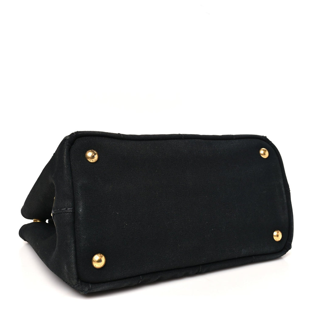 Prada Denim Canapa Logo Tote Black