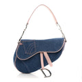 Christian Dior Patent Denim Jeans Saddle Bag Blue Pink