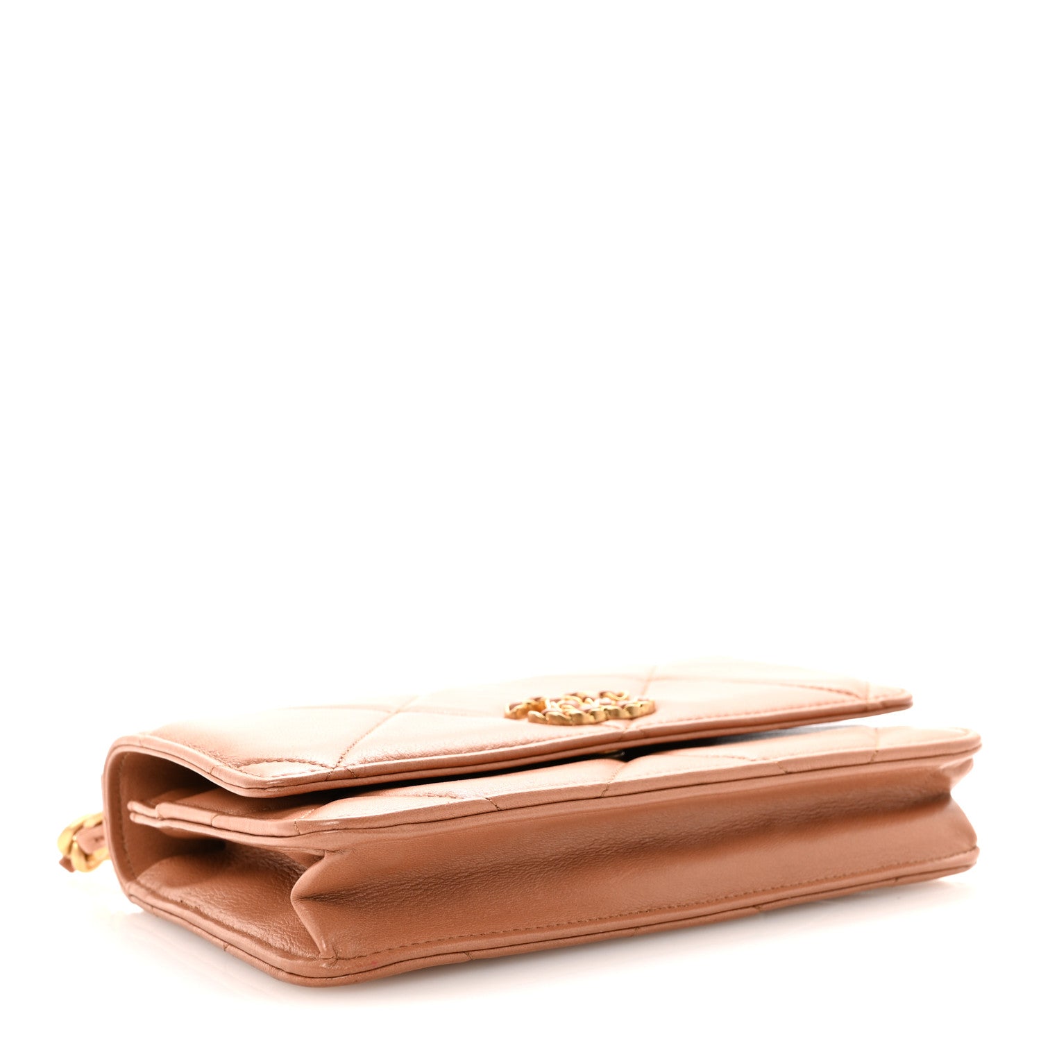 Chanel Lambskin Quilted Chanel 19 Wallet On Chain WOC Brown