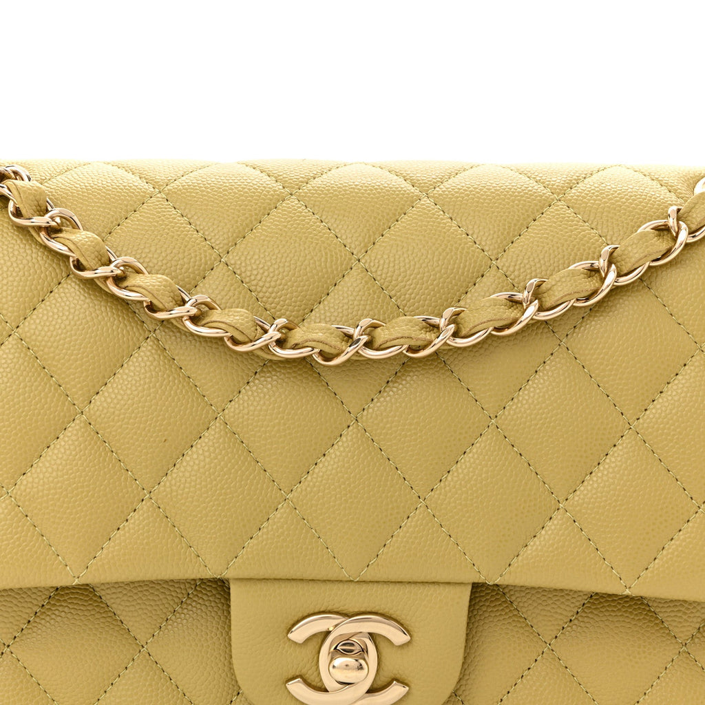 Chanel Caviar Quilted Medium Double Flap Light Green