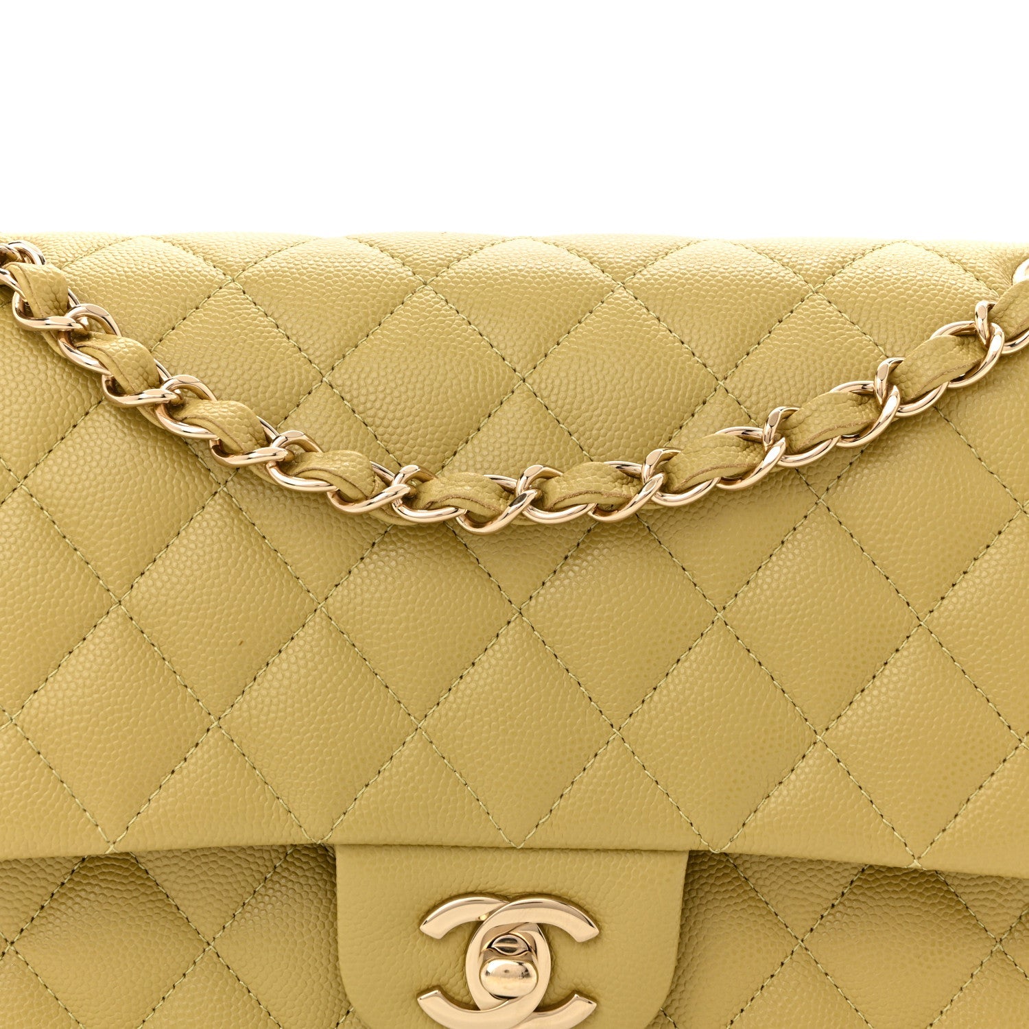 Chanel Caviar Quilted Medium Double Flap Light Green