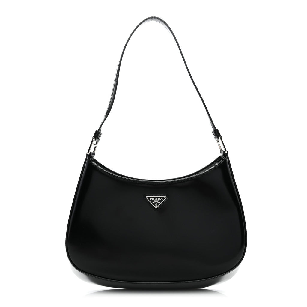 Prada Spazzolato Cleo Shoulder Bag Black