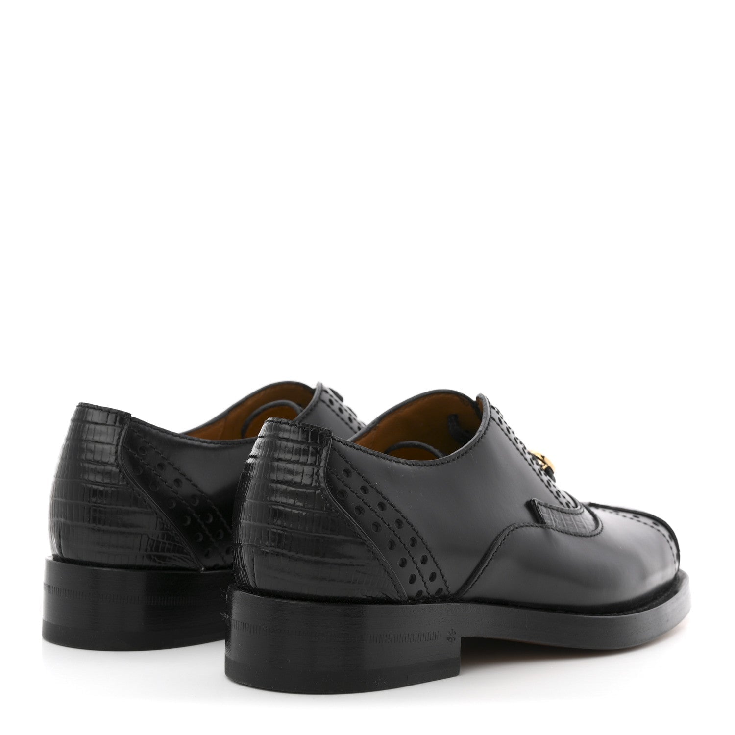 Gucci Glossy Calfskin Tejus Womens Lace Up Loafers 35 Black