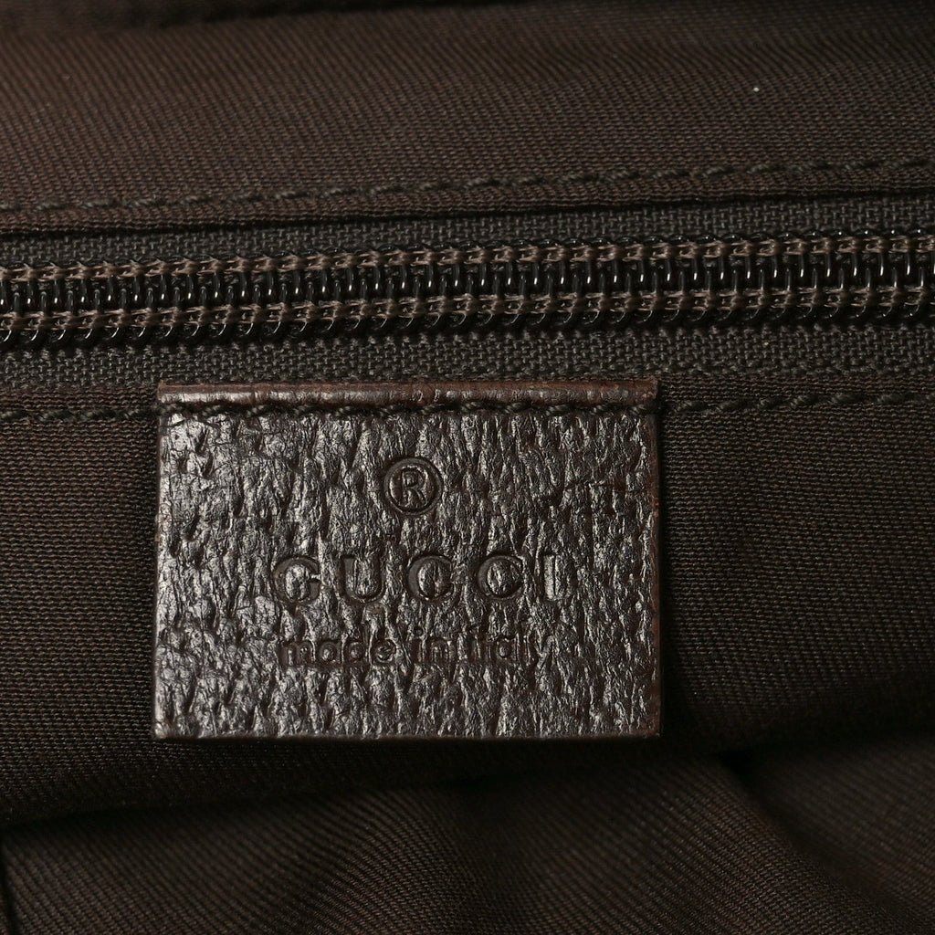 Gucci Monogram Web Medium Half Moon Hobo Dark Brown