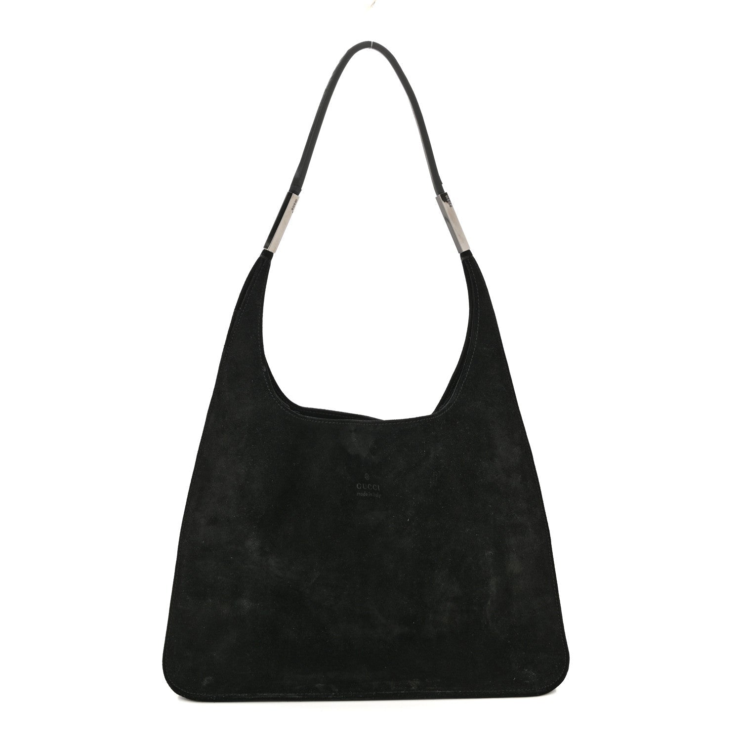 Gucci Suede Logo Shoulder Bag Black