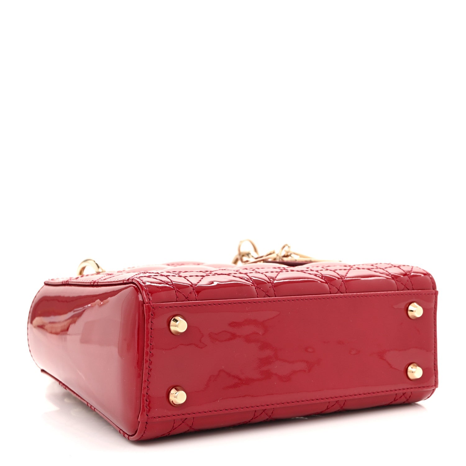 Christian Dior Patent Cannage Mini Lady Dior Red