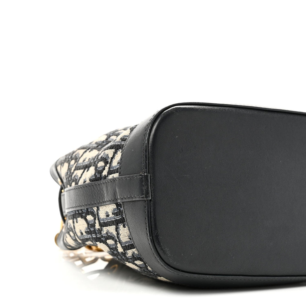 Christian Dior Oblique Drawstring Chain Bucket Bag Blue