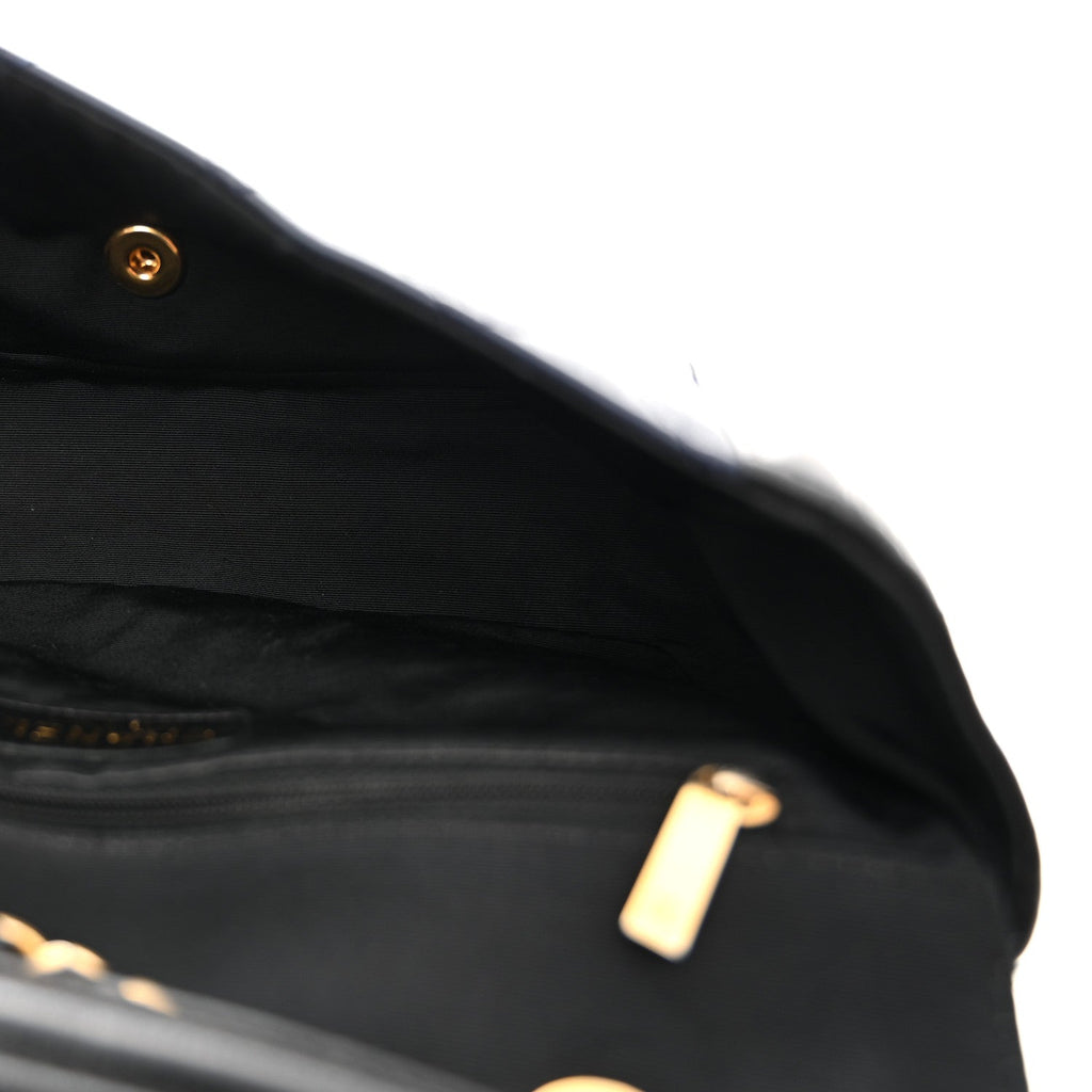 Chanel Lambskin Quilted Medium Elegant CC Flap Navy Black