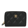 Caviar Quilted Zip Coin Purse Black