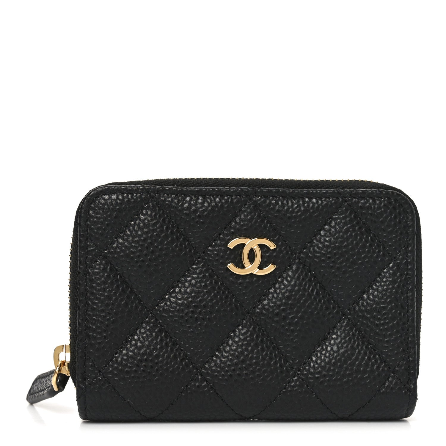 Caviar Quilted Zip Coin Purse Black