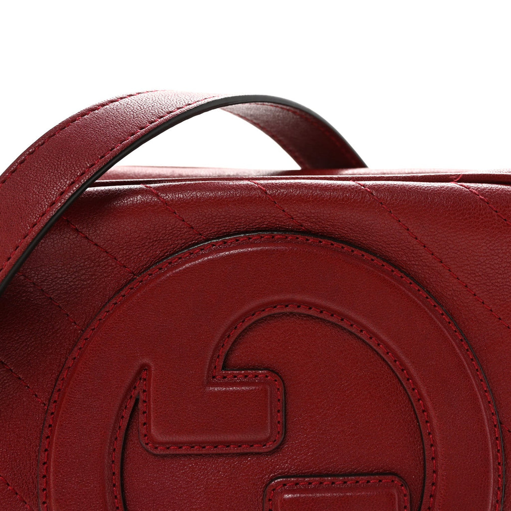 Gucci Sakai Be Green Calfskin Diagonal Stitched Small Blondie Shoulder Bag Rosso