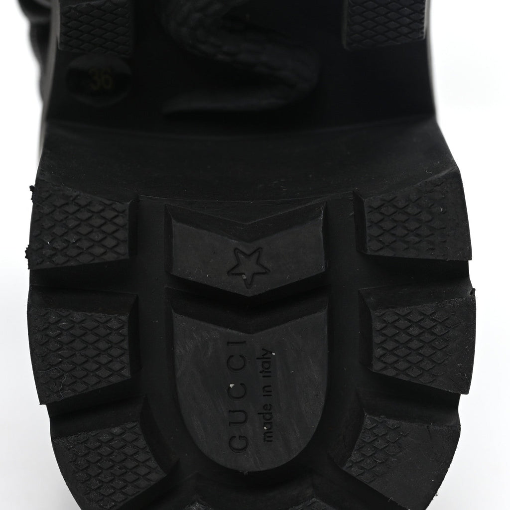 Gucci Calfskin Nappa Rhombus Quilted Trip Ankle Boots 36 Black