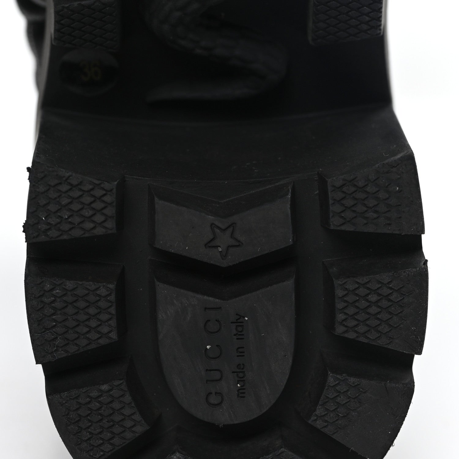 Gucci Calfskin Nappa Rhombus Quilted Trip Ankle Boots 36 Black