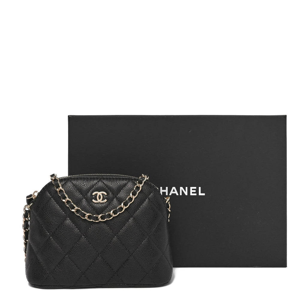 Chanel Caviar Quilted Classic Clutch With Chain Black
