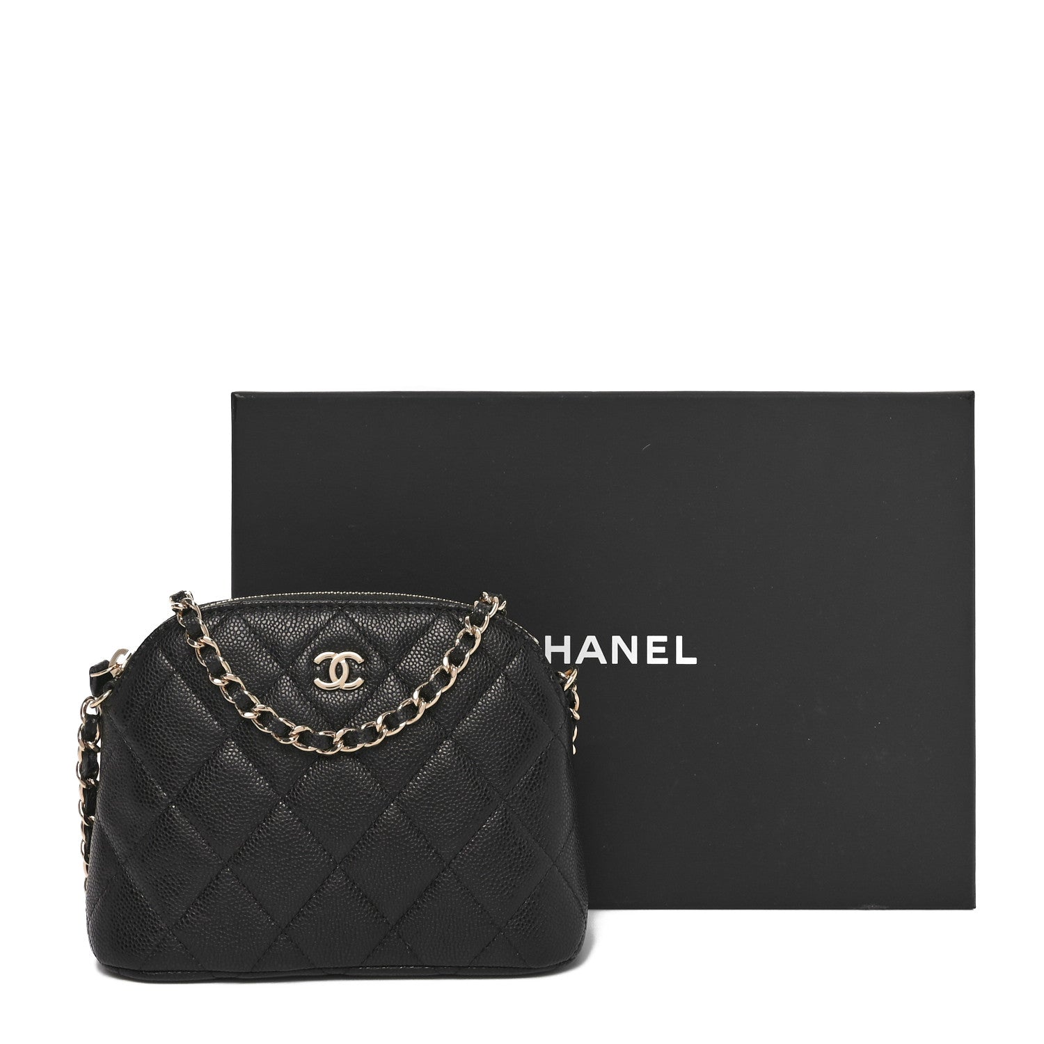 Chanel Caviar Quilted Classic Clutch With Chain Black