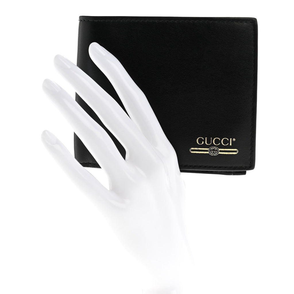 Gucci Plutone Calfskin Logo Bi-Fold Wallet Black