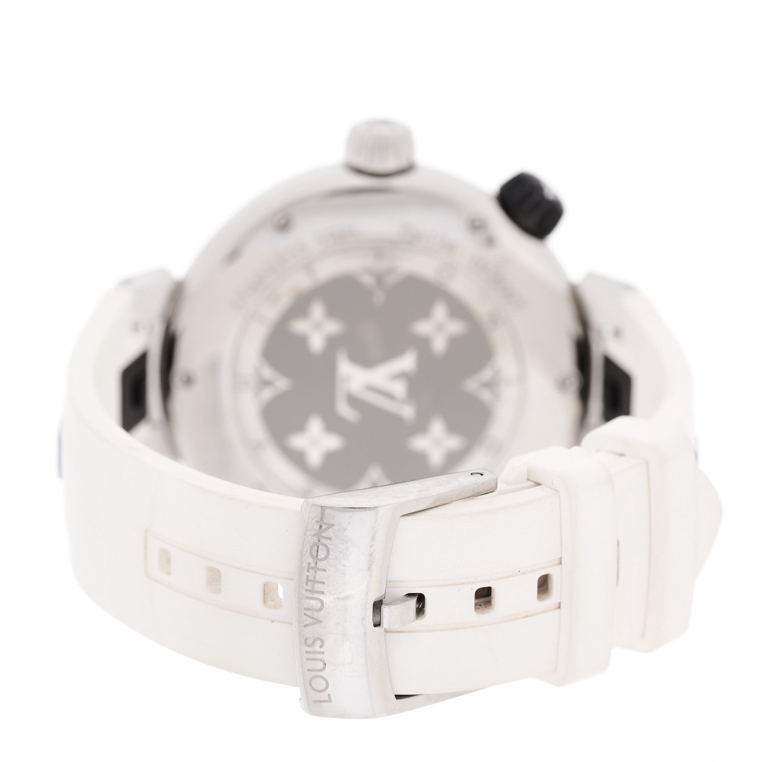 Louis Vuitton Stainless Steel Rubber 40mm Tambour Street Diver Quartz Watch White
