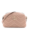 Gucci Calfskin Matelasse Small GG Marmont Camera Bag Pink Beige