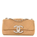 Chanel Lambskin Diamond Stitched CC CC East West Flap Beige
