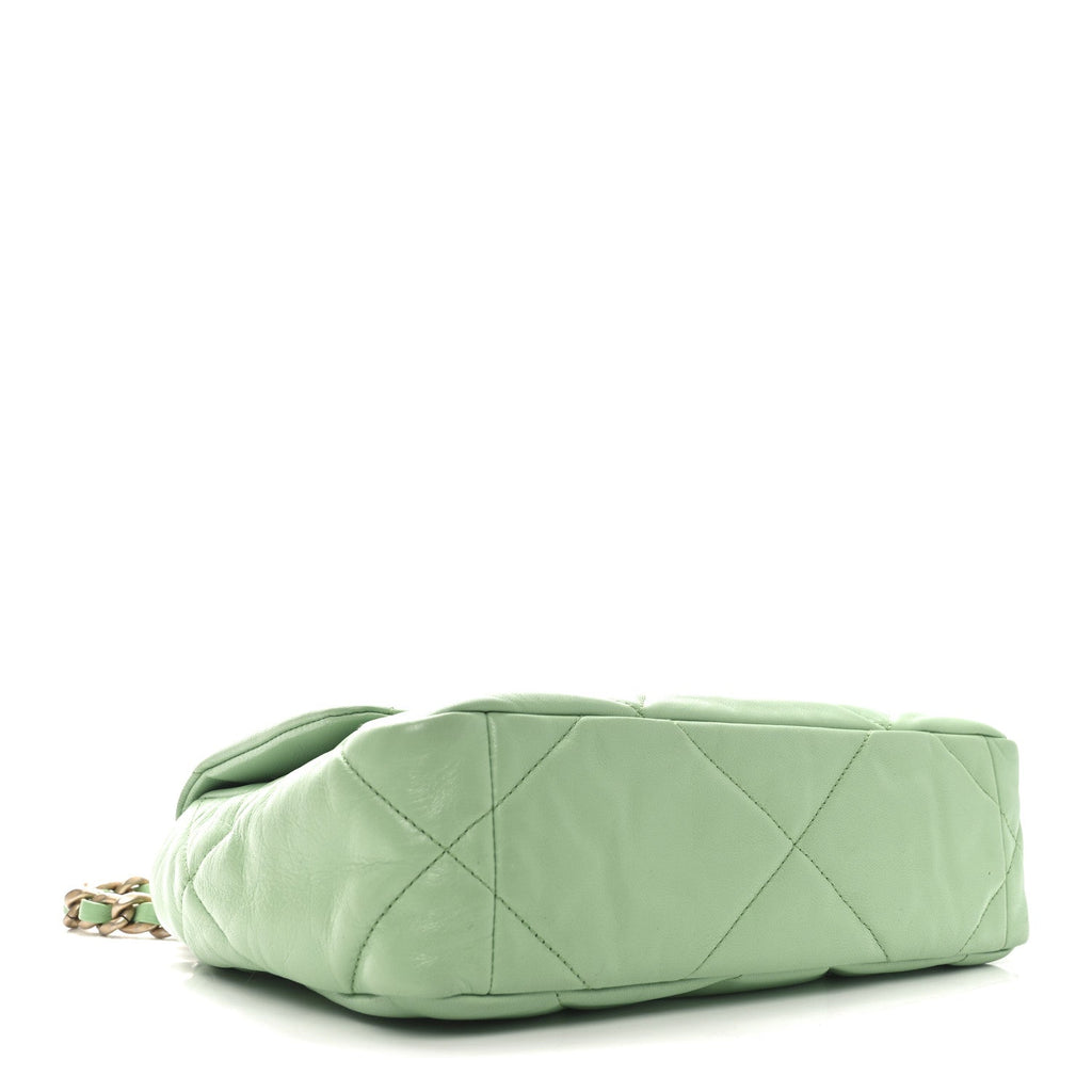 Chanel Goatskin Quilted Medium Chanel 19 Flap Light Green