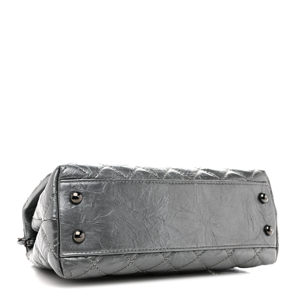 Chanel Metallic Aged Calfskin Quilted Mini Coco Handle Flap Charcoal