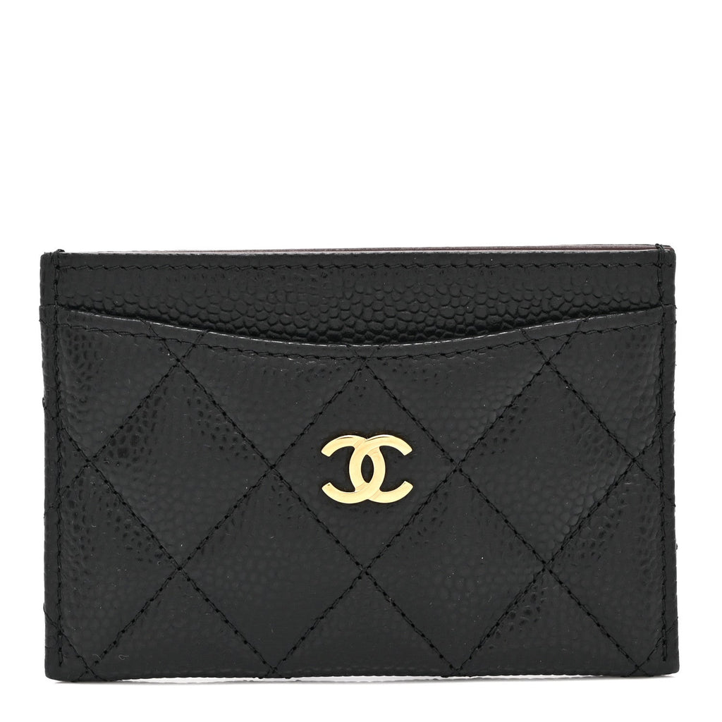 Caviar Quilted Card Holder Black
