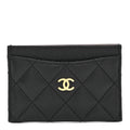 Caviar Quilted Card Holder Black