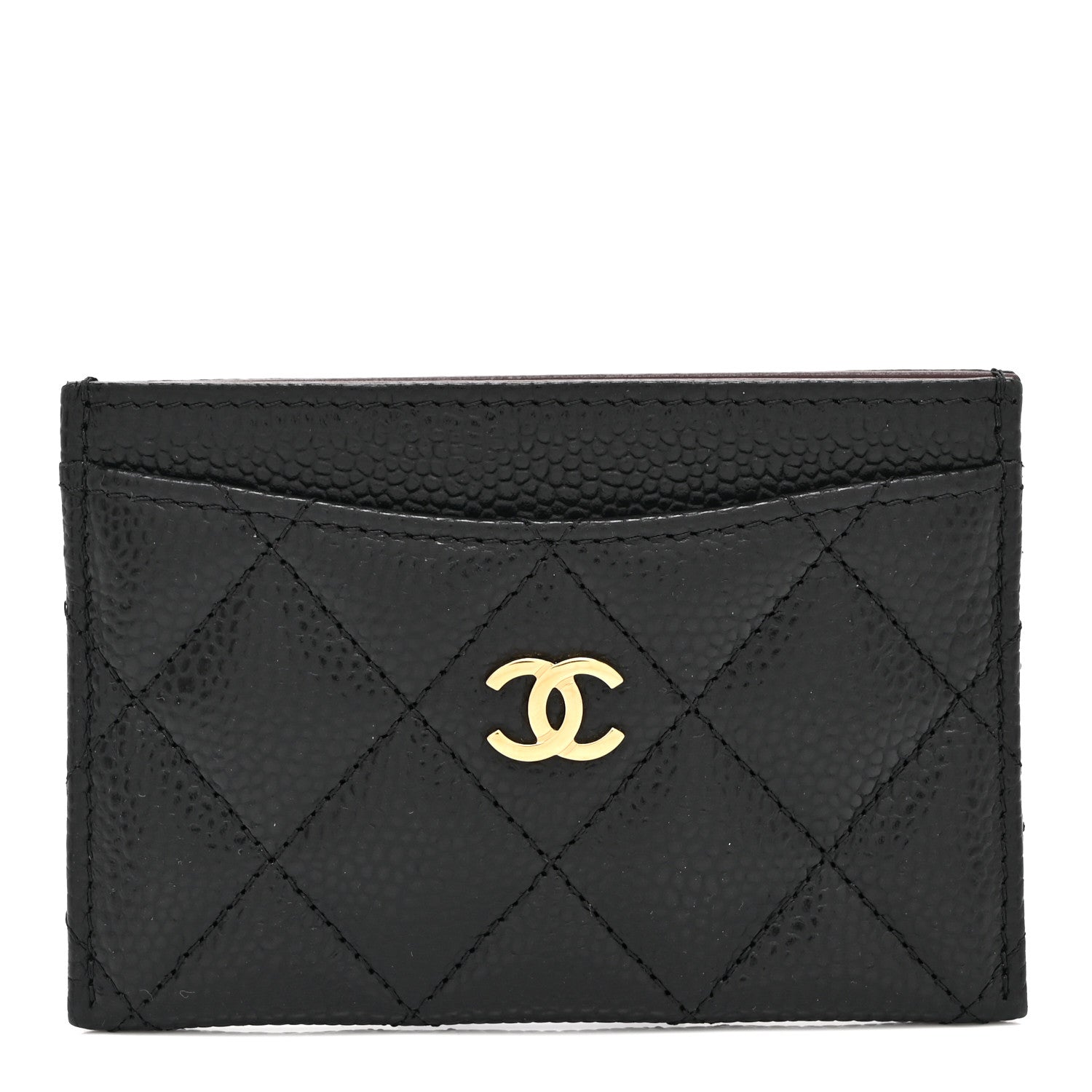 Caviar Quilted Card Holder Black