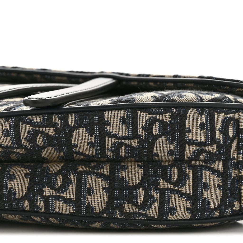 Christian Dior Oblique Saddle Bag With Strap Blue