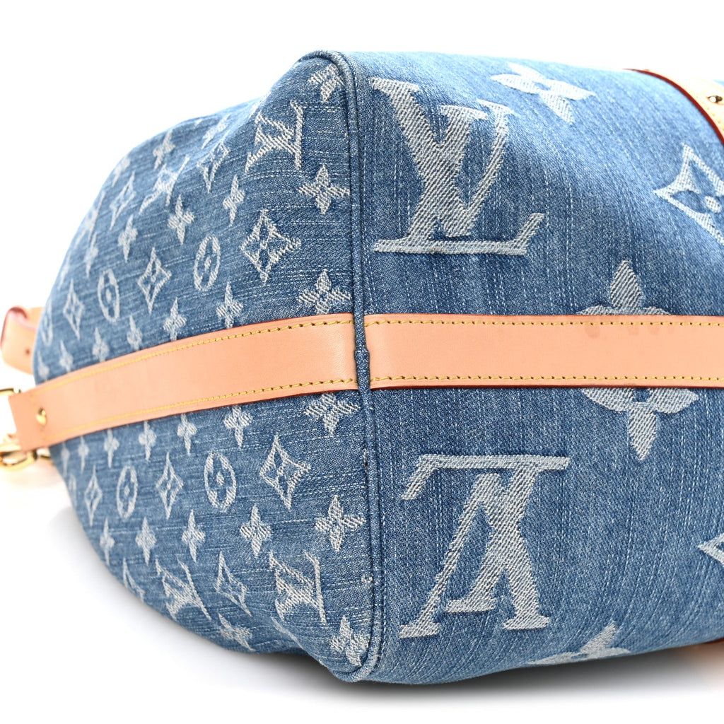 Louis Vuitton Denim Monogram New LV Remix Keepall Bandouliere 45 Blue