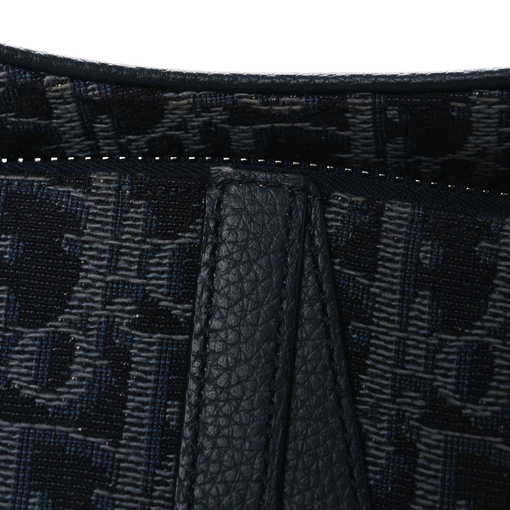 Christian Dior Oblique Mens Saddle Bag Black Blue