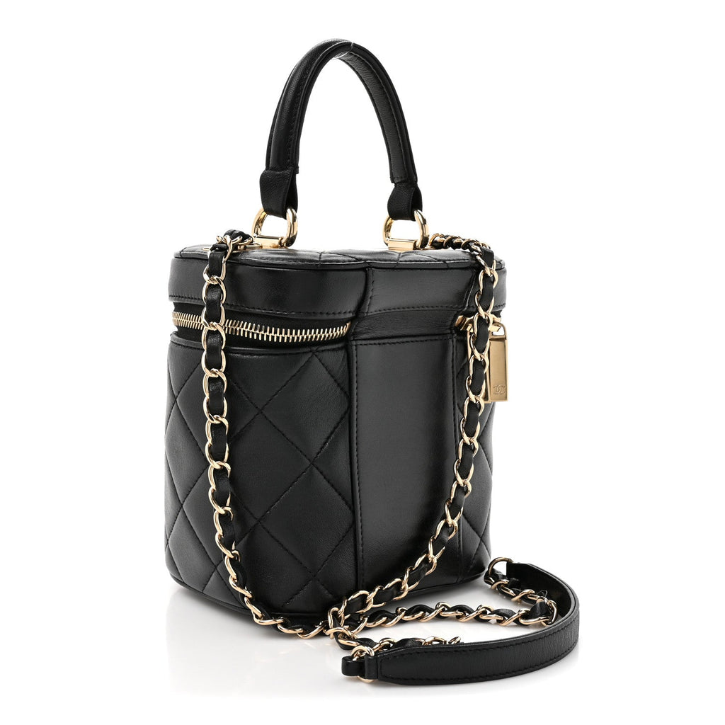 Chanel Lambskin Quilted Trendy Vanity Case Black